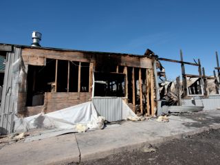 Eco-friendly fire damage restoration process in progress at a Chatsworth home